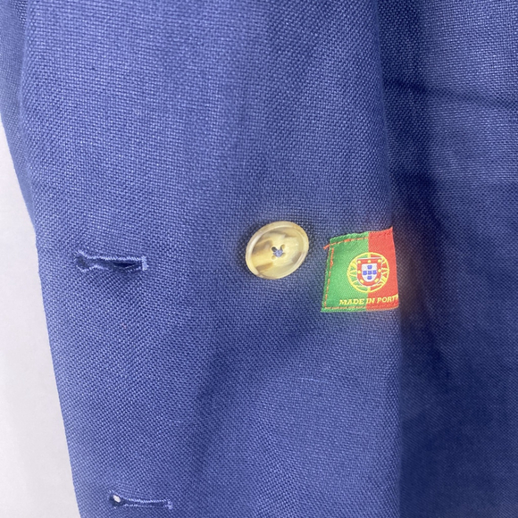 J McLaughlin Blazer Womens 6 Blue Linen Jacket Double Breasted Buttons Career - Picture 6 of 10